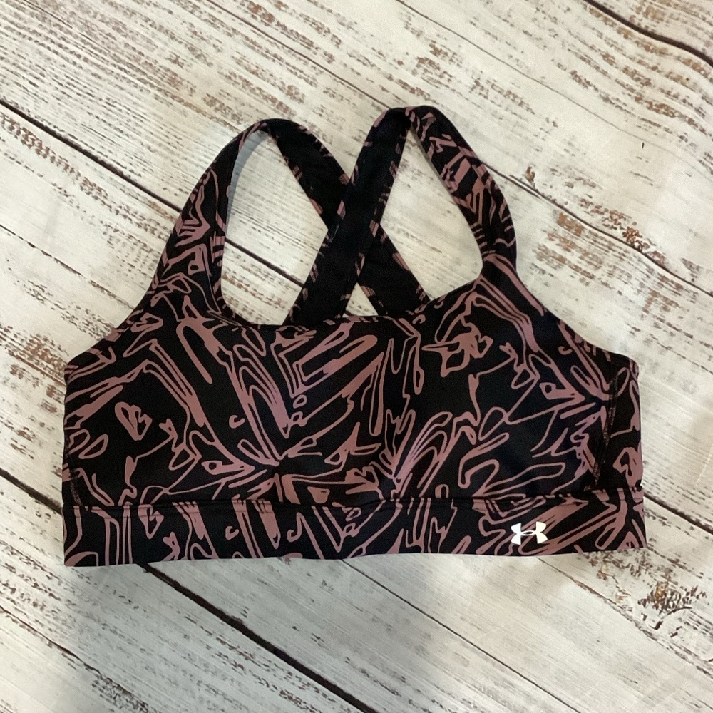 2117. Under Armour Black & Mauve Sports Bra Size XL NWOT